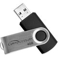 Compucessory Compucessory 26464 USB 2.0 Flash Drive, 4 GB, Black/Aluminum 26464